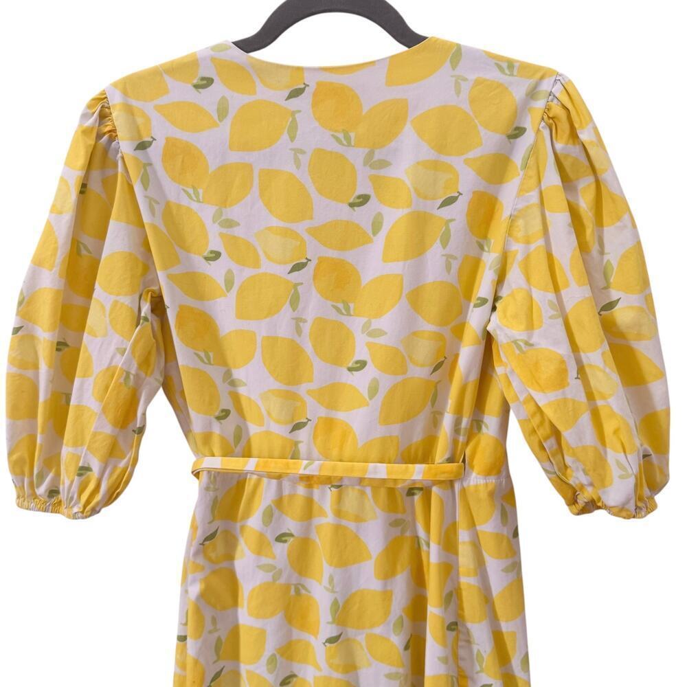 Anthropologie Hutch Tiered Wrap Midi Dress Lemon Yellow Size Medium - Picture 11 of 13